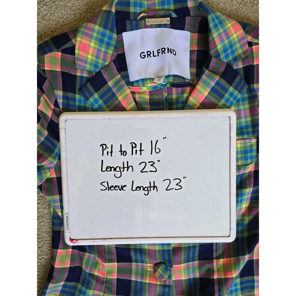 GRLFRND Loren Plaid Jacket Blazer in Multi‎ Plaid Maximalist Size Small